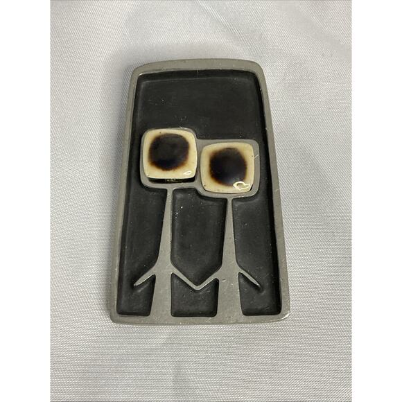 VTG VINTAGE ROLAND LANDERHOLM SWEDISH SCANDINAVIAN MCM PEWTER BROOCH PIN - Picture 1 of 5